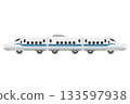 Illustration of a toy-style Shinkansen N700S made up of three connected cars 133597938