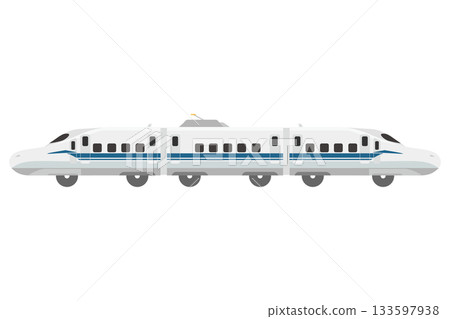 Illustration of a toy-style Shinkansen N700S made up of three connected cars 133597938