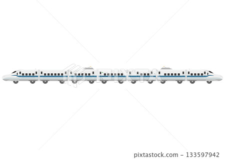Illustration of a toy-style Shinkansen N700S made up of seven connected cars 133597942