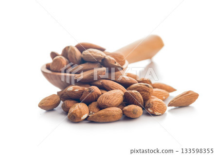 Almond kernel nuts isolated on white background. 133598355