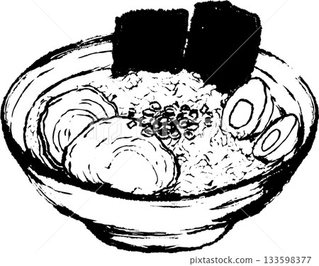 拉麵水墨畫插圖 133598377