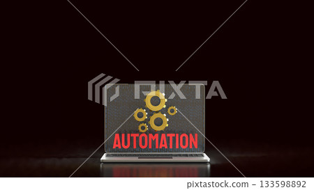 Digital Automation Technology Gear Interface 3d rendering. 133598892