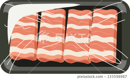 pork belly sliced pork raw meat in plastic tray wrapped food packaging pork belly sliced pork raw meat in plastic tray wrapped food packaging 133598987