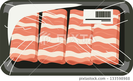 pork belly sliced pork raw meat tray food packaging illustration for grocery and cooking themes pork belly sliced pork raw meat tray food packaging illustration for grocery and cooking themes 133598988