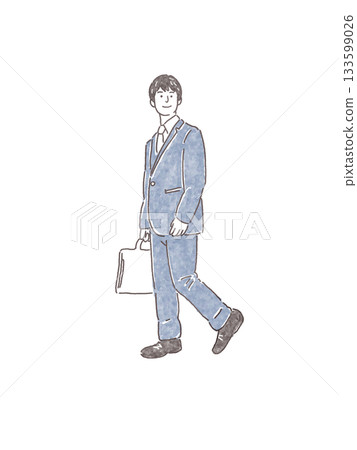 圖：一名男性上班族提著包包行走 133599026