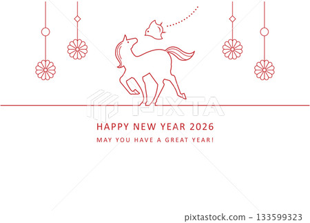 2026年馬年系列設計:時尚新年賀卡,飾以駿馬、千鳥格和菊花圖案 2026年馬年系列設計:時尚新年賀卡,飾以駿馬、千鳥格和菊花圖案 133599323