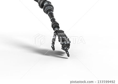 Gray robotic arm on white background 133599492