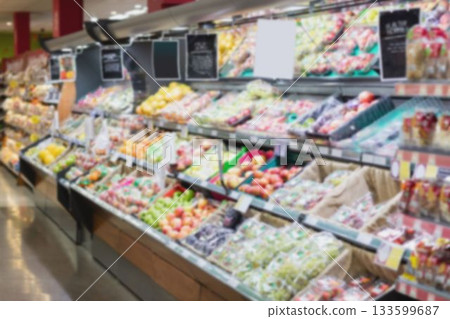 Defocused image of fruit market Defocused image of fruit market 133599687