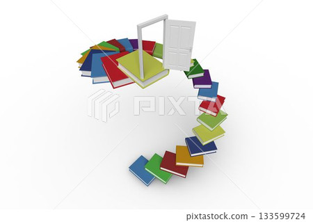 Steps made out of books with an open door Steps made out of books with an open door 133599724