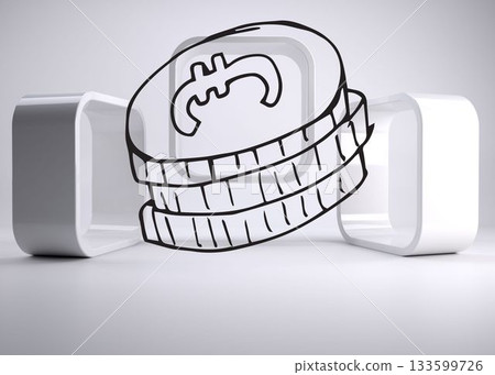 Drawn coins on grey abstract background 133599726