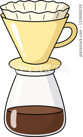 Cute Pour Over Coffee Dripper and Server Illustration Cute Pour Over Coffee Dripper and Server Illustration 133600038