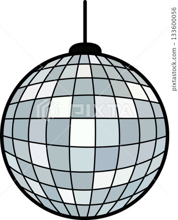 Classic Shiny Disco Ball Hanging Retro 70s 80s Party Element Cartoon Illustration 133600056