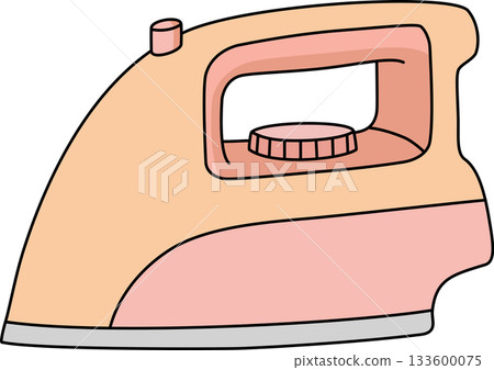 Cute Retro Electric Iron Cartoon Vintage Home Appliance Illustration in Pastel Colors 133600075