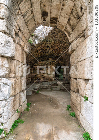 Historical stone archway within the Agora of Smyrna ruins, Izmir, Turkey. Historical stone archway within the Agora of Smyrna ruins, Izmir, Turkey. 133600208