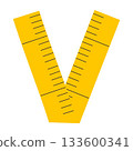 Measuring Tape Letter V Education Alphabet Icon Element 133600341