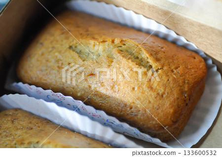 banana cake or banana bread or almond bread , loaf of bread banana cake or banana bread or almond bread , loaf of bread 133600532