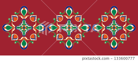 Oriental decorative pattern - vector design combining flowers and curves Oriental decorative pattern - vector design combining flowers and curves 133600777