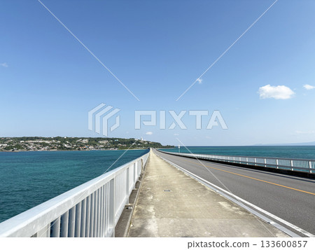 Walking across the Kouri Bridge in Okinawa towards Kouri Island 133600857