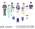 Simple illustration material set of doctors, nurses and medical workers 133601036