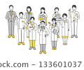 Simple illustration material set of doctors, nurses and medical workers 133601037