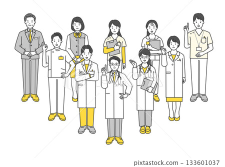 醫生、護士和醫務工作者的簡單插圖素材集 133601037
