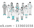 Simple illustration material set of doctors, nurses and medical workers 133601038
