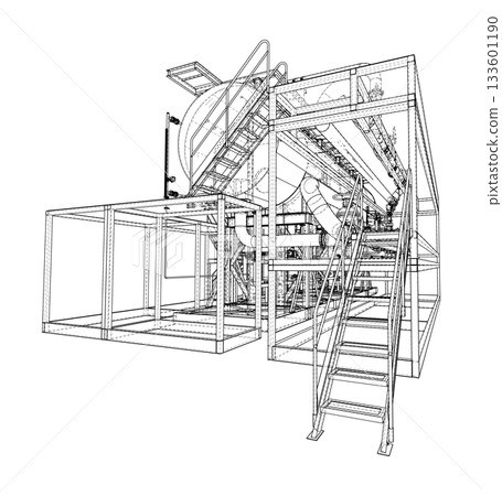 Industrial Structure Blueprint. Vector Industrial Structure Blueprint. Vector 133601190
