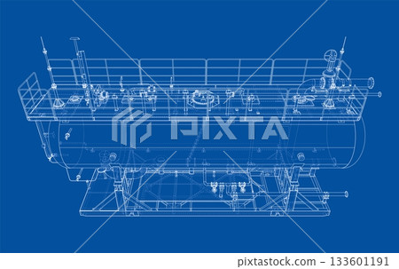 Industrial Tank Blueprint. Vector Industrial Tank Blueprint. Vector 133601191