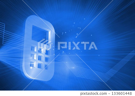 Shiny mobile phone on blue background 133601448
