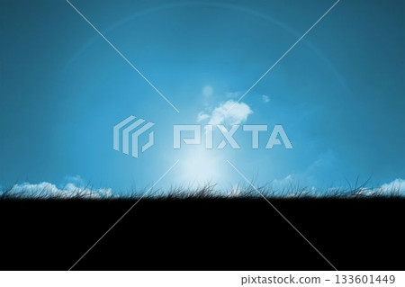 Digitally generated Blue sky over grass 133601449