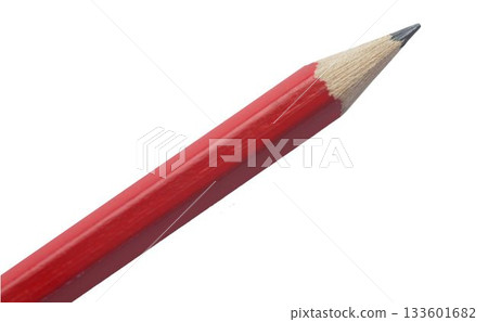 Flat design illustration showing red wooden pencil with sharpened tip on plain white backdrop Flat design illustration showing red wooden pencil with sharpened tip on plain white backdrop 133601682