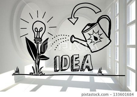Growing idea graphic in bright room Growing idea graphic in bright room 133601684