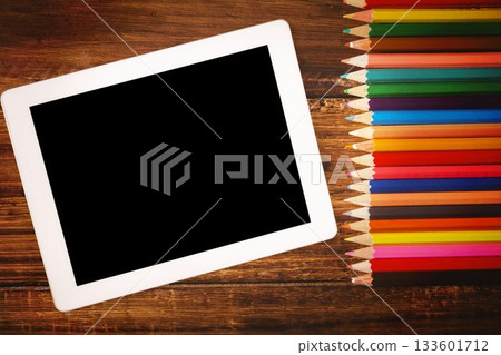 Students desk with tablet pc 133601712