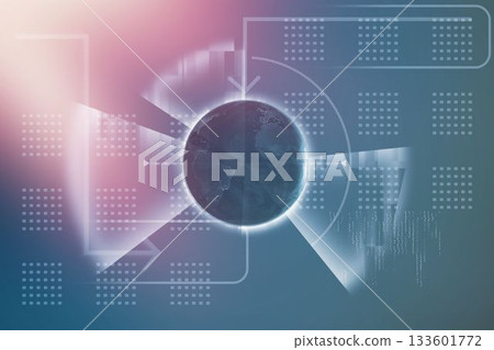 Digital composite image of planet Earth against colored background 133601772