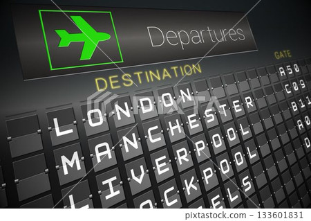 Black departures board for england 133601831