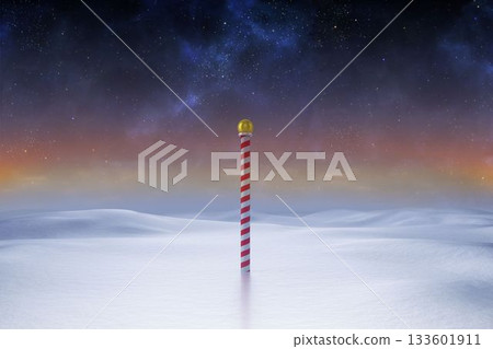 Snowy land scape with pole Snowy land scape with pole 133601911