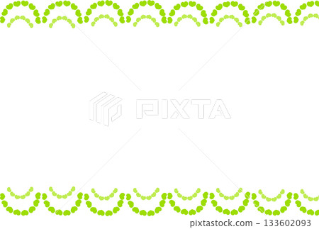 A frame of yellow-green hearts in semicircles 133602093