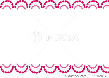 A frame of continuous semicircles of bright pink hearts 133602097