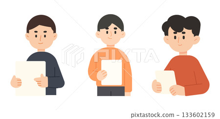 Set of flat cartoon illustration of office worker working on laptop computer. Co-working and working space concept Set of flat cartoon illustration of office worker working on laptop computer. Co-working and working space concept 133602159