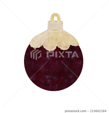 Christmas tree maroon textured ornament with golden top isolated on white. Watercolor clipart perfect for wrapping paper, cards, new year, invitations, stickers, textile, posters, totes design Christmas tree maroon textured ornament with golden top isolated on white. Watercolor clipart perfect for wrapping paper, cards, new year, invitations, stickers, textile, posters, totes design 133602164