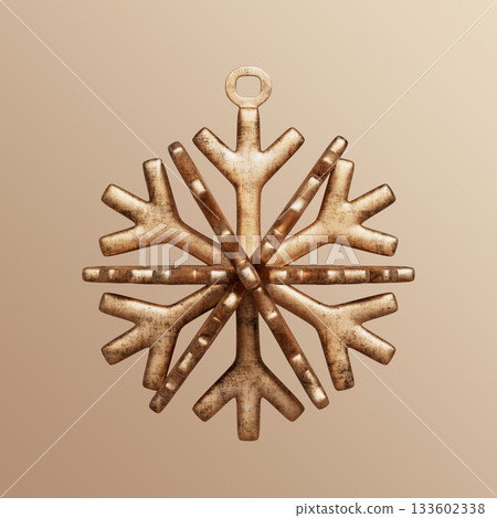Rustic Bronze Metallic Christmas Tree Ornament. 3D Rendering Rustic Bronze Metallic Christmas Tree Ornament. 3D Rendering 133602338