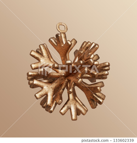 Rustic Bronze Metallic Christmas Tree Ornament. 3D Rendering Rustic Bronze Metallic Christmas Tree Ornament. 3D Rendering 133602339