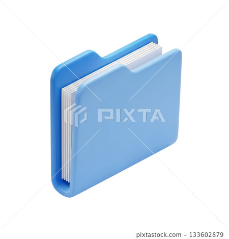 3D file folder icon representing organized documents, digital filing, and efficient office management for business and technology use 133602879