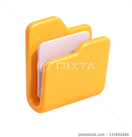 3D file folder icon representing organized documents, digital filing, and efficient office management for business and technology use 133602880