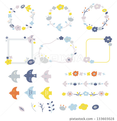 Hand-drawn Scandinavian-style frame material set B Hand-drawn Scandinavian-style frame material set B 133603028