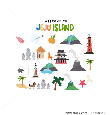 Welcome to Jeju Island Illustrated Map free vector illustration 133603510