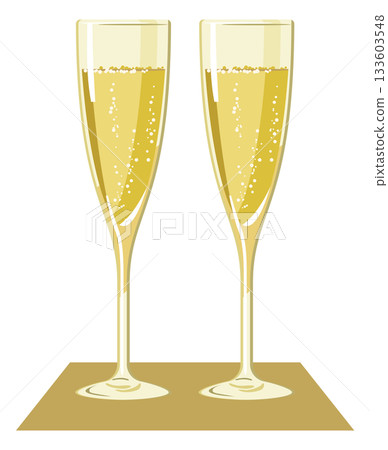 Illustration of champagne poured into a glass 133603548