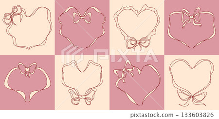 Heart frame in coquette pink design. 133603826