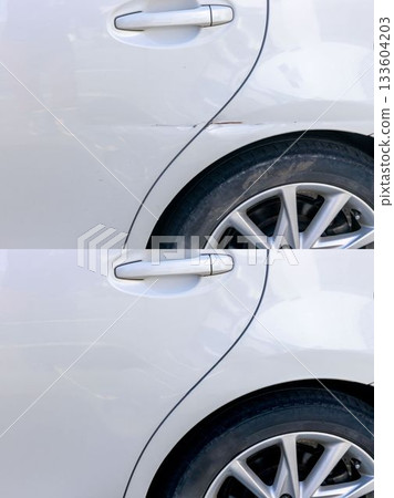 Before and after car scratch repair Before and after car scratch repair 133604203
