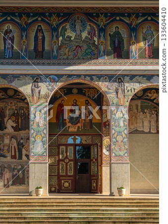 Vibrant Exterior Frescoes, Church of Saint Ioan Iacob, Neamt Monastery, Romania 133604410